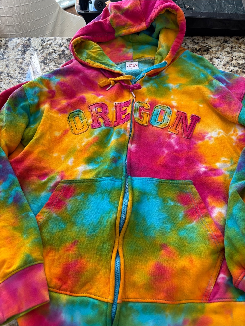 Crazy 8 Tie-Dye Zip Hoodie - Pink, Yellow, Blue, Green
